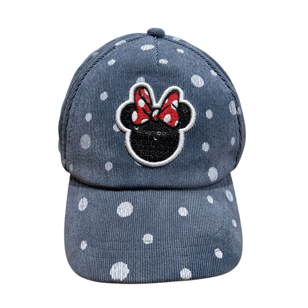 Disney Baseball Hat Kids Blue‎ Corduroy Minnie Mouse Polka Dot Sequins